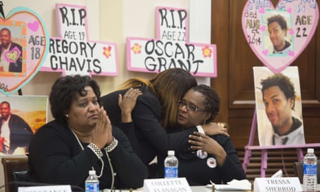 Tressa Sherrod (right), John Crawford’s mother, with the mothers of other young men who have died at the hands of police in December 2014.