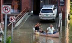 two people use a canoe