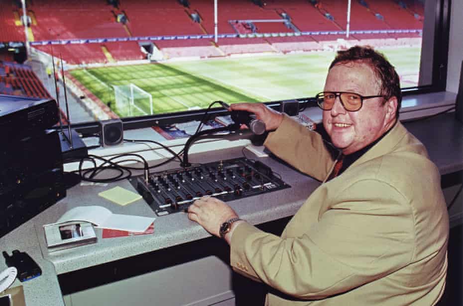 George Sephton, the ‘Voice of Anfield’, in his perch at Liverpool.