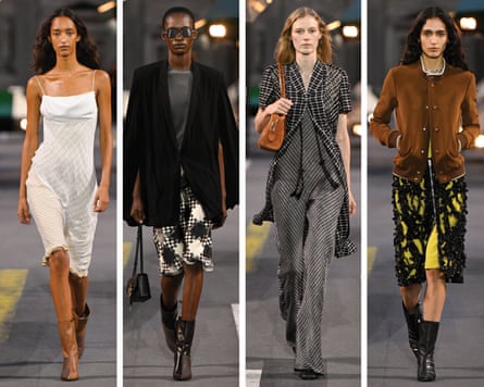Composite of models on the runway.