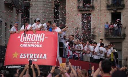 Girona held an open-top bus parade on Sunday to celebrate their first ever qualification for the Champions League.