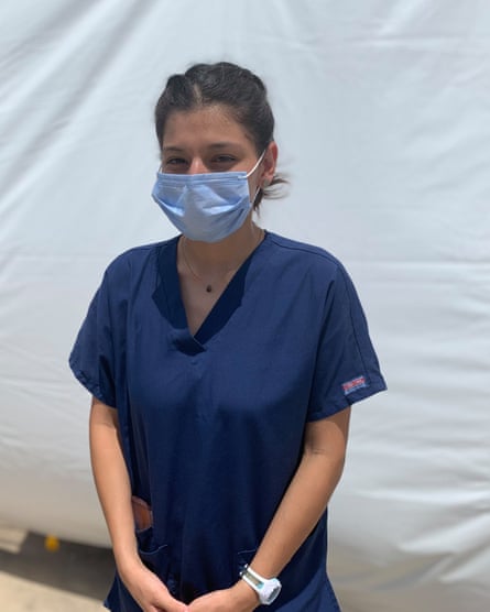 Genesis Gonzalez, a medical assistant who works at the Covid-19 tent.