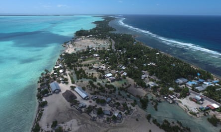 The village of Eita on South Tarawa Kiribati. There is little food grown on Kiribati’s islands.