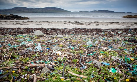 Dirty business: a beach strewn with plastics on the Isle Of Mull.