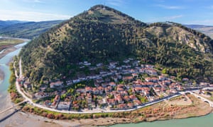 View over the traditional style, oriental houses in Berat, Albania.