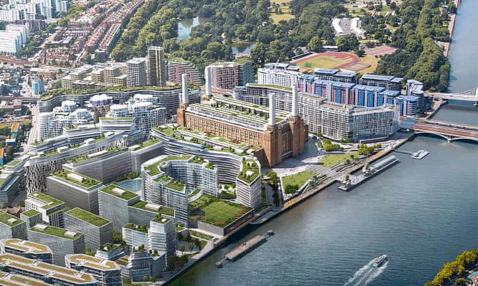 A computer-generated view of plans for the Battersea power station area