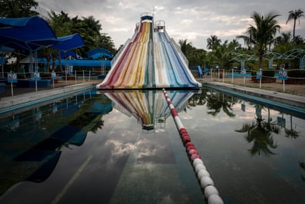 Water slides at the water park inside Siam Amazing Park.