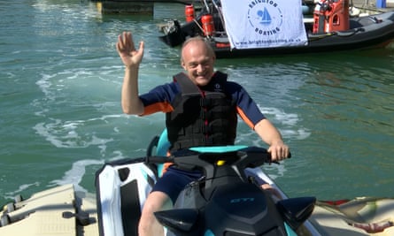 Liberal Democrat leader Sir Ed Davey on a jet ski in Brighton.