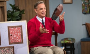 Tom Hanks stars as Mister Rogers in the opening sequence of A Beautiful Day in the Neighborhood.