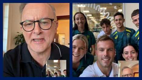 Anthony Albanese holds video call with Australian Olympic team – video 