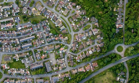 Aerial view of housing in Wales