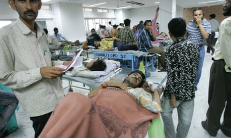 Patients diagnosed with dengue fever at the All India Institute of Medical Sciences in New Delhi