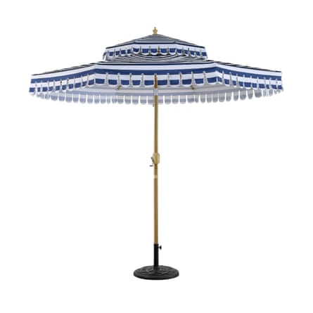 Daals Fabienne Blue and White Striped 3M Double Top Crank and Tilt Parasol