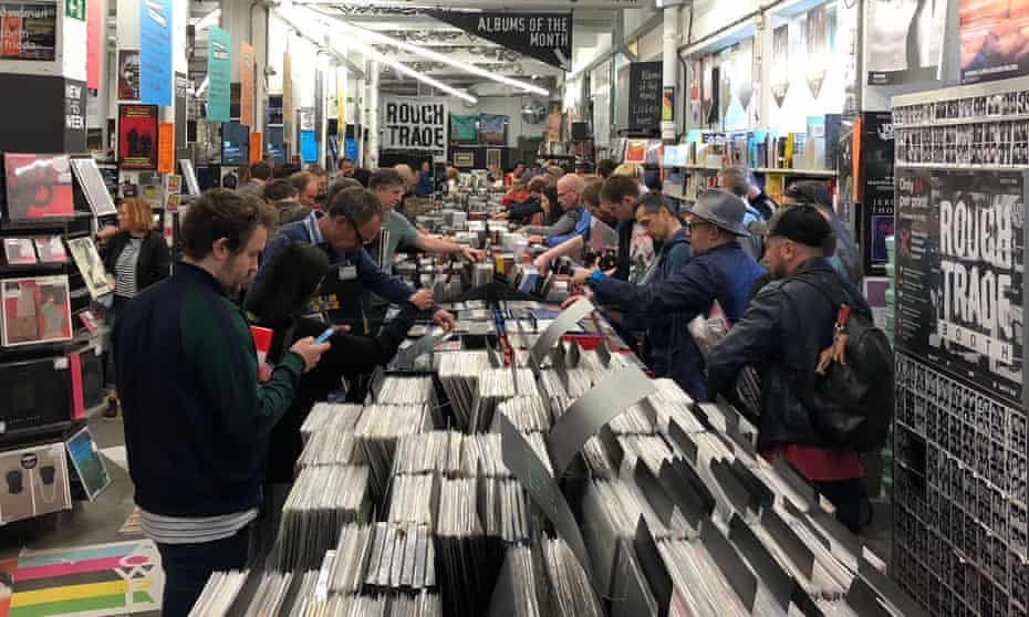 ‘Cheapness is not a main goal, celebrating art is’ ... shoppers in Rough Trade East, London, on Record Store Day in 2018.