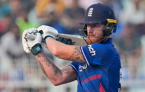 England's Ben Stokes bats during the ICC Men's Cricket World Cup match between Pakistan and England.