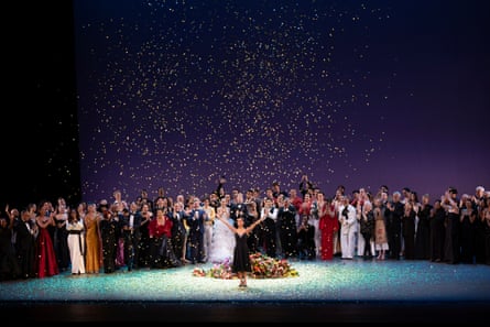 Copeland, center, takes a bow during curtain calls at her retirement performance at the David H Koch Theater at Lincoln Center in New York City.