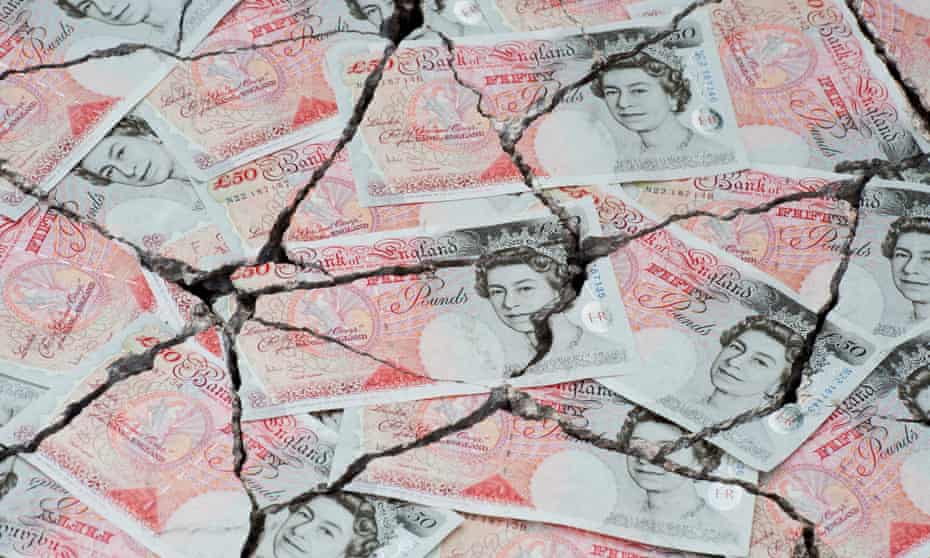 Cracked fifty pound notes