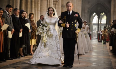 With Claire Foy in the first series of The Crown, playing George VI.