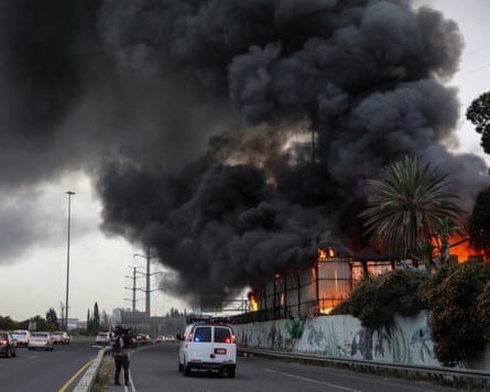 Fire and smoke billow