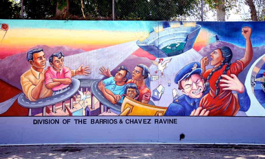 Part of The Great Wall of Los Angeles which Baca painted as a “tattoo on the scar where the river once ran”.