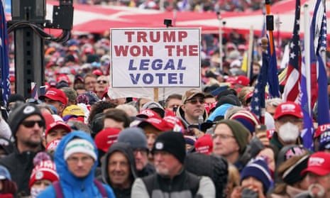 Trump supporters on 6 January. Between January and October, 19 states enacted 33 laws to restrict voting access, according to the Brennan Center for Justice.