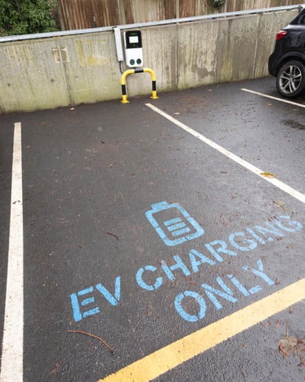 An EV reserved parking and charging space at BT