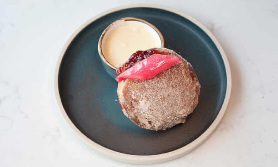 'A proper bookend for lunch': rhubarb fritter.