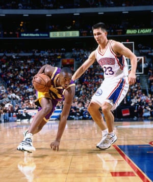Bryant drives at an opponent in 1996.