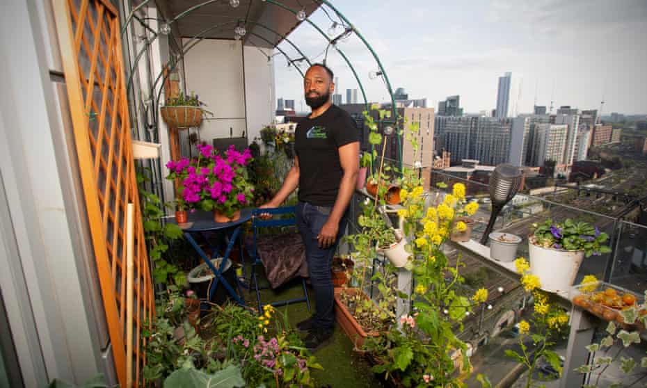 Jason Williams in his 18th-floor, city-centre ‘cloud garden’.