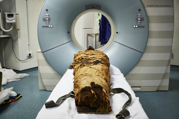 The mummy of the ancient Egyptian priest Nesyamun was put into a CT scanner to examine his vocal tract.