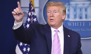 Trump during a coronavirus task force briefing at the White House on 10 April.