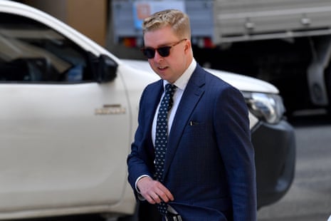 Austin Wenke arrives at the federal court in Sydney