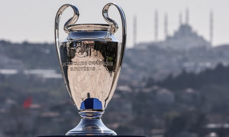 The Champions League trophy on display in Istanbul.