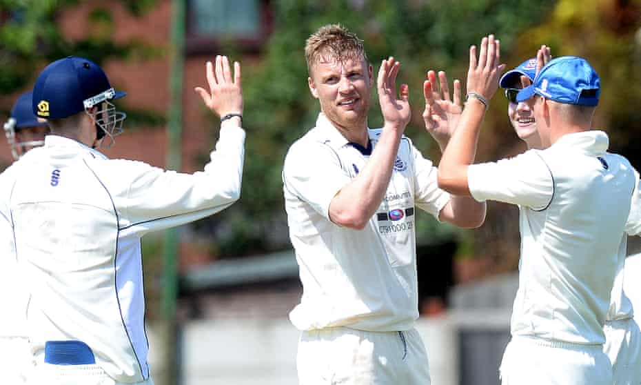 Andrew Flintoff celebrates a wicket during a Northern League match for St Annes in 2014