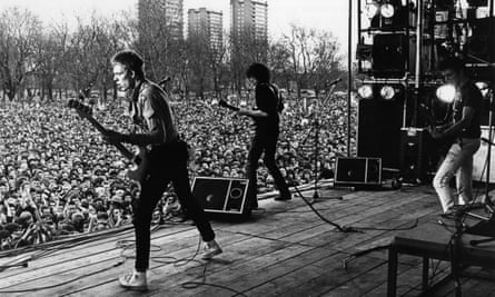 The Clash performing at the Rock against Racism gig in Hackney in 1978.