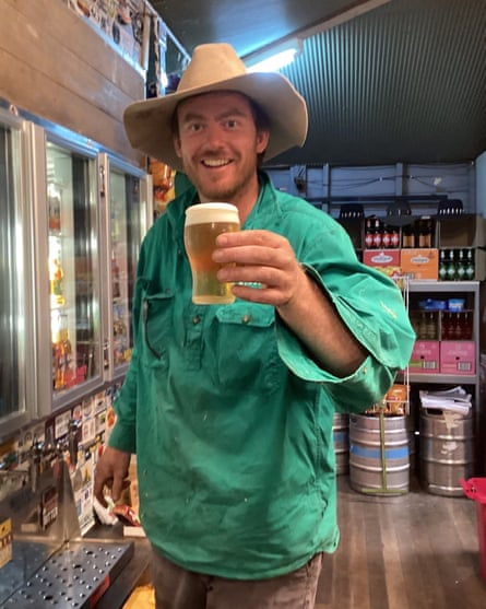 Angus Brodie samples the produce.