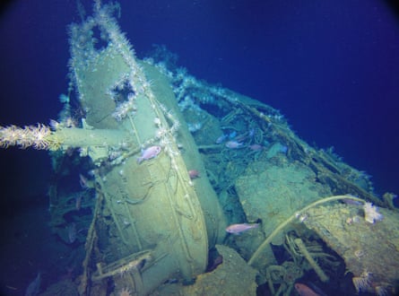 Rusting and covered in marine creatures: the wreck is wasting away under the ocean.