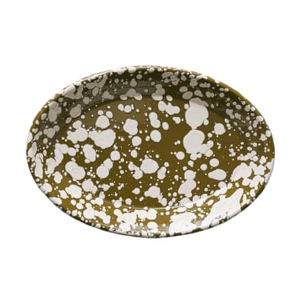 Gold and white splatter design platter