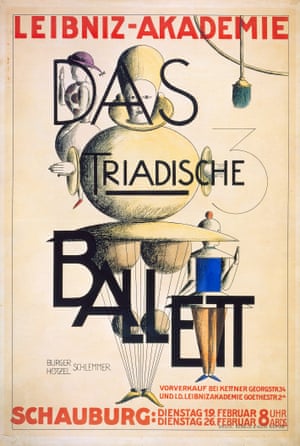 German poster for The Triadic Ballet, at the Leibniz Academy, 1924With his work The Triadic Ballet, Oskar Schlemmer pushed dance into the 20th century, using cartoonish costumes and bright colours in a bizarre exploration of modernity â and a new exhibition shows off his unique imagination. Oskar Schlemmer: The Dancing Artist is at Centre Pompidou-Metz until 16 January. All photographs: Oskar Schlemmer/Archive C Raman Schlemmer