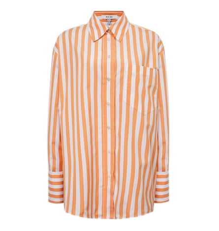 橙白条纹棉质衬衫