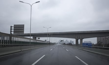 Empty roads due to travel restrictions in Wuhan.