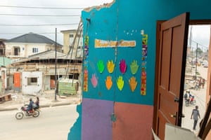 Partially demolished school
