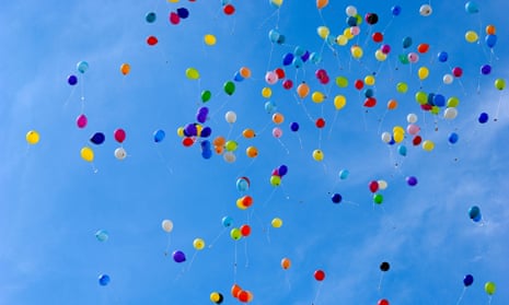 Helium balloons in the sky