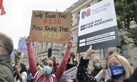 NHS workers protest demanding a proper pay rise by the government in London