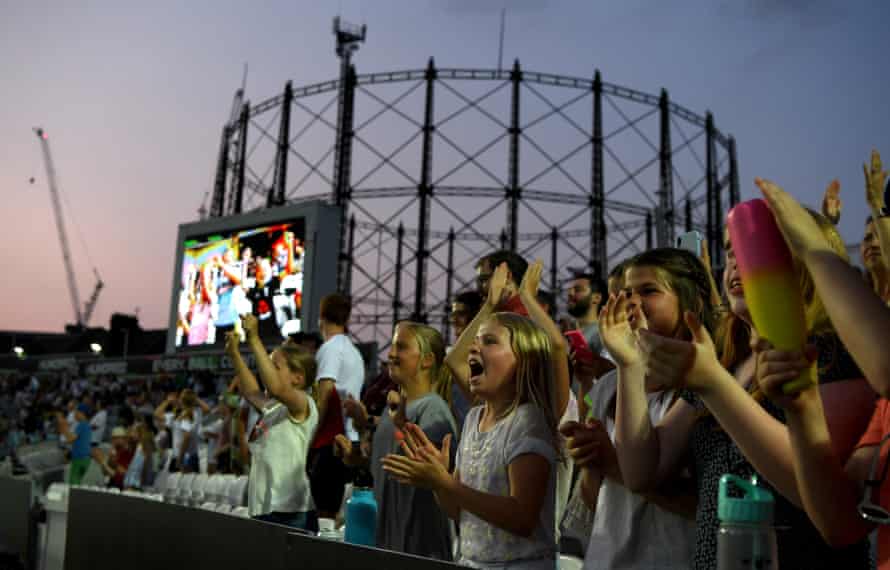 A strong female presence in the crowd at the opening Hundred match between Oval Invincibles and Manchester Originals at the Oval in July.