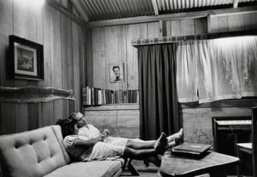 Betty Elliot on the couch at home with Eugenia, Shandia, Ecuador, May 1957