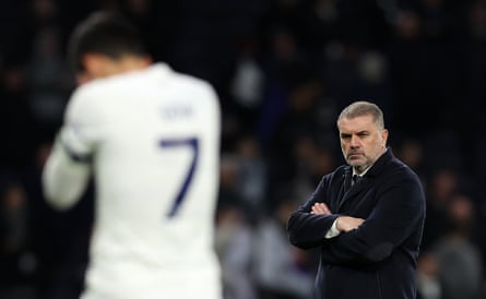 Ange Postecoglou looks dejected during his time at Tottenham
