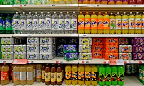 Soft drinks on display in a supermarket