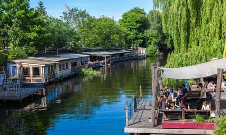 Canalside bars in the Treptow-Kopenick district.