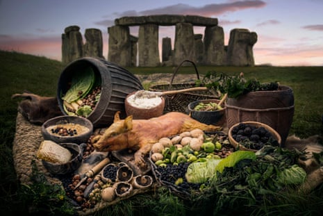 An artist’s impression of some of the food consumed by the builders of Stonehenge.